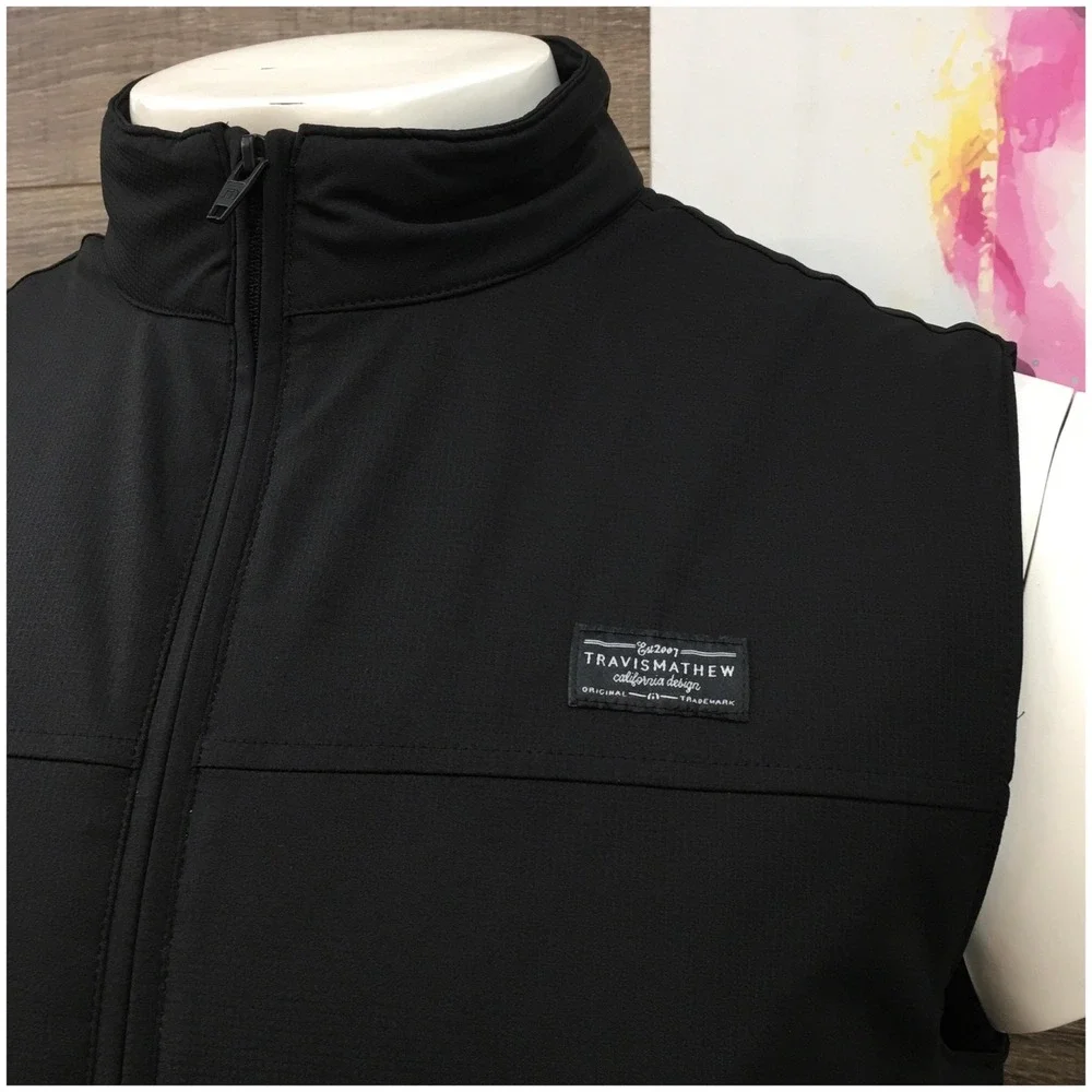 TravisMathew‎ Mens Wanderlust Golf Vest Full Zip Golf Performance Black Size M